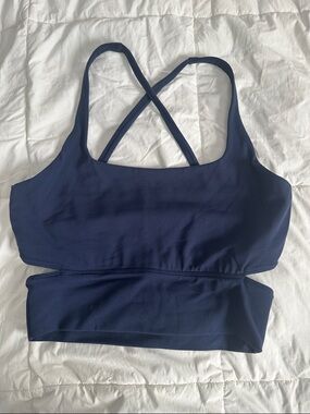 Stori Navy Cross-Back cutout Athletic Top